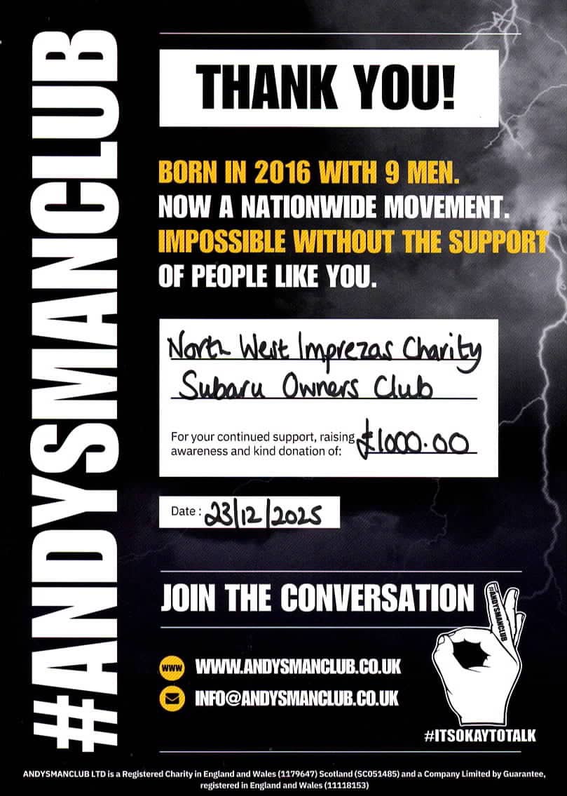 Certification for Marie Curie - North West Imprezas Charity Subaru Owners Club